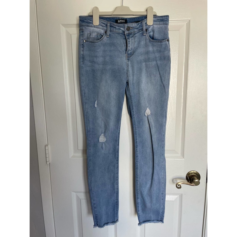 Buffalo David Bittoi Mid Rise Distressed Fringe Hem Skinny Jeans Size 6/28